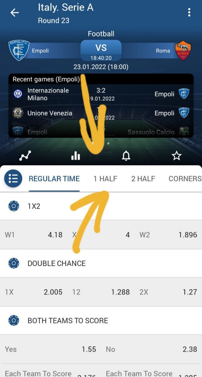 شرح 1xbet كيف تراهن على إحدى النتائج في الشوط أو الشوط الثاني